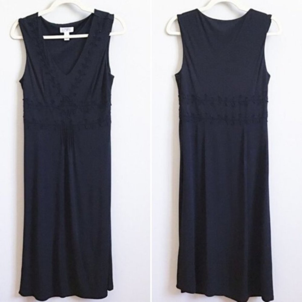 Ann Taylor LOFT Beaded Embroidery Pintuck Dress